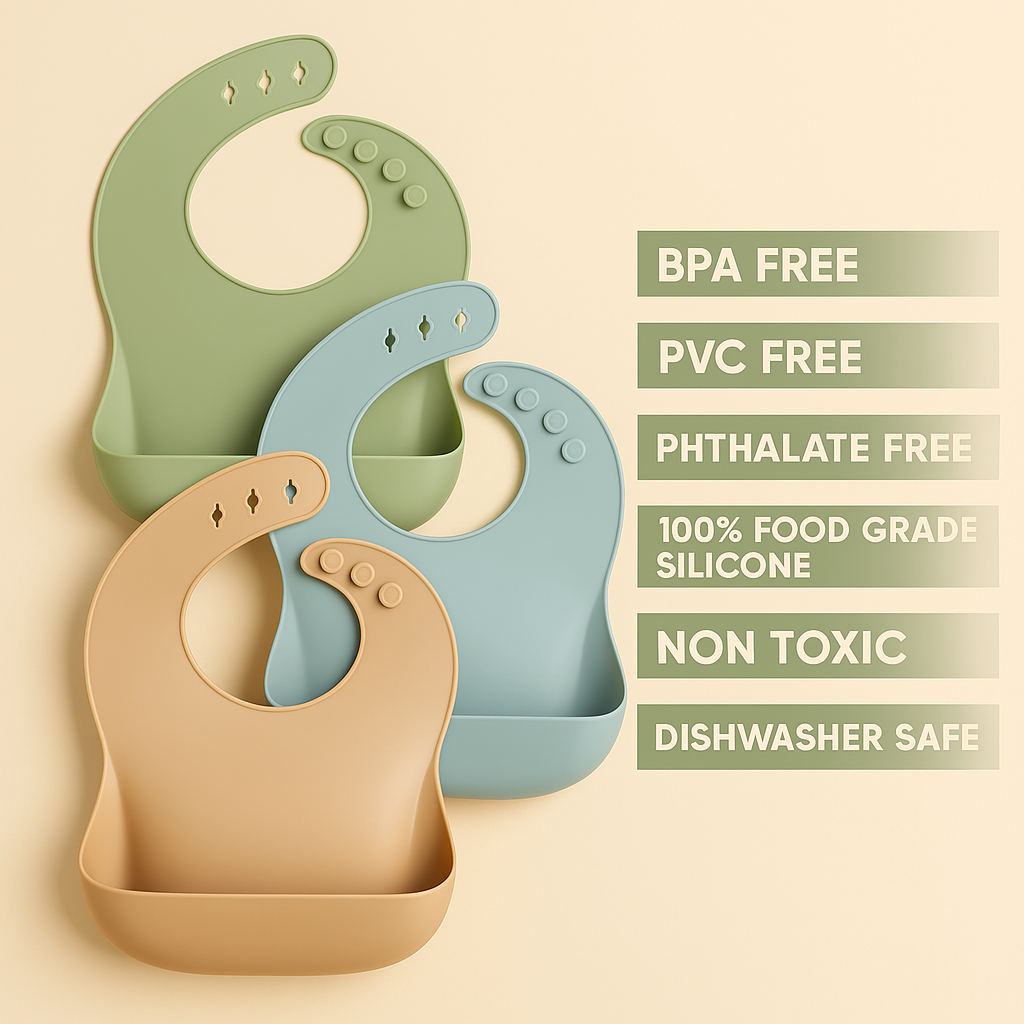 Set of 3 Silicone Baby Bibs